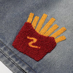 Cartoon Food Embroidery Fun Streetwear Denim Shorts