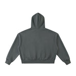 Full Zip-Up Boxy Fit Fleece Hoodie