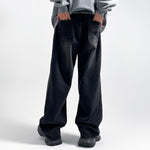 Wide Leg Pinstripe Detail Denim Jeans