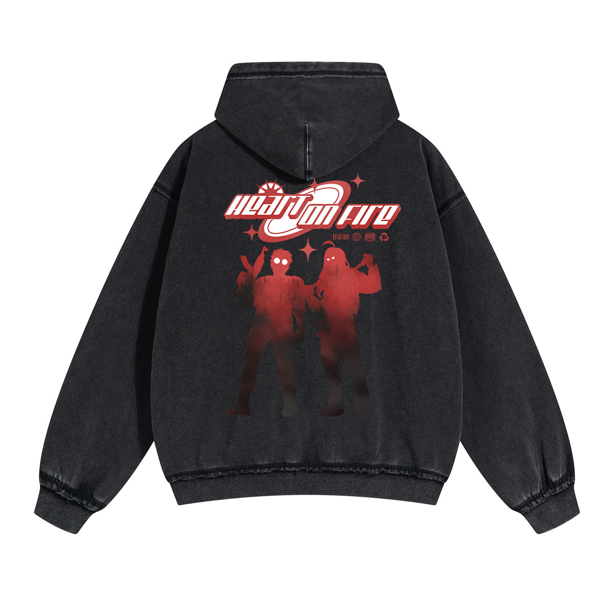 Heart On Fire Y2K Double Slider Zip Hoodie-INNBLAC Fashion Apparel