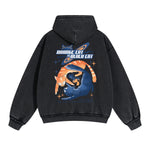 Orange Cat Vs Black Cat Double Slider Zip Hoodie-INNBLAC Fashion Apparel