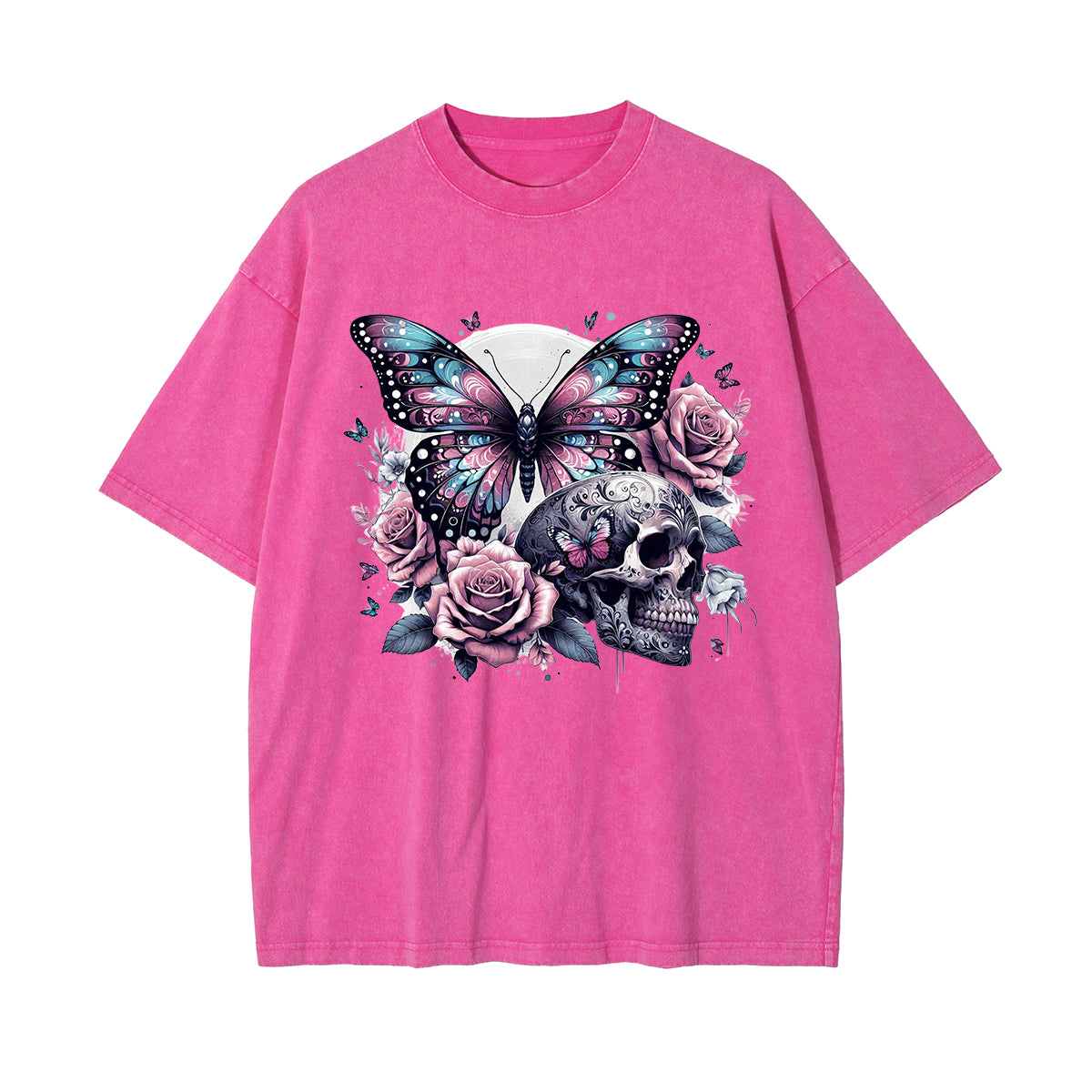 Gothic Butterfly Skull Art Graphic Tee-INNBLAC Fashion Apparel