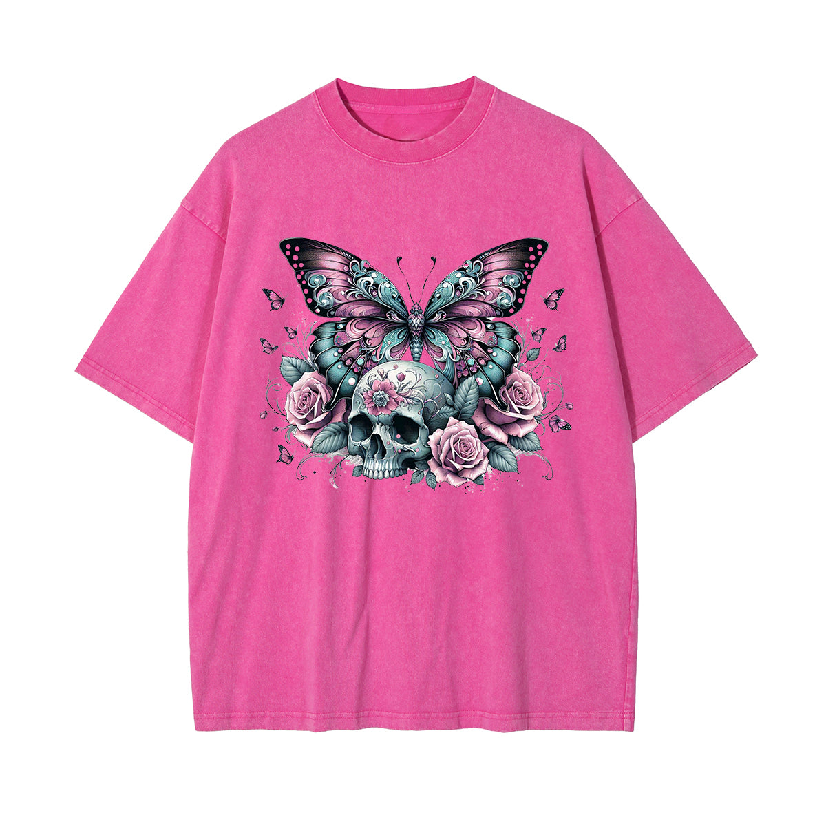 Gothic Butterfly Skull Art Graphic Tee-INNBLAC Fashion Apparel