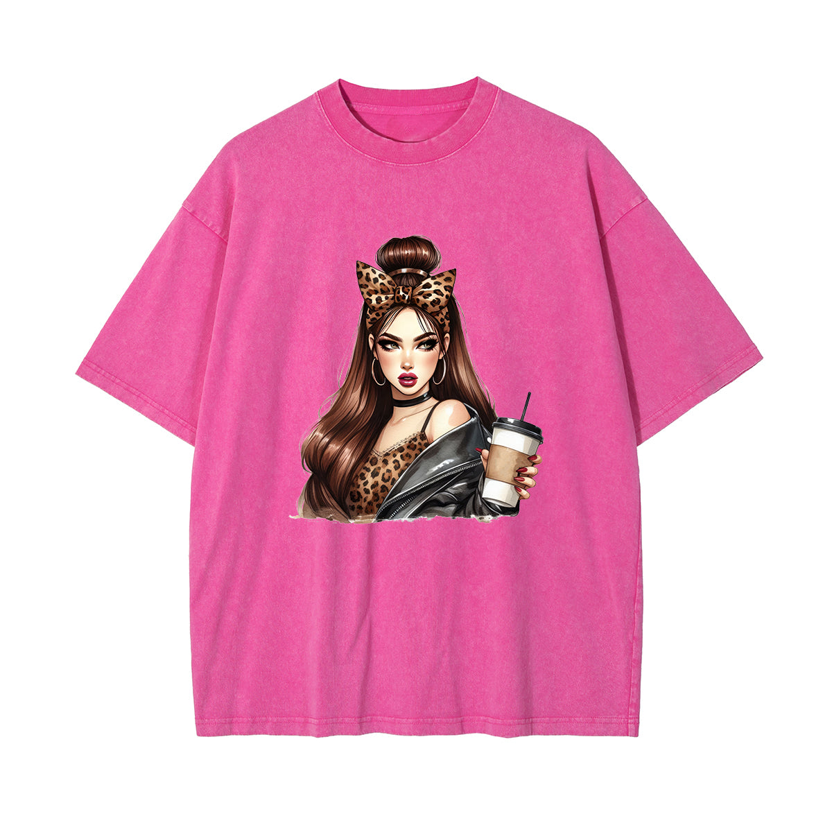 Stylish Lady With Coffee Graphic Tee-INNBLAC Fashion Apparel