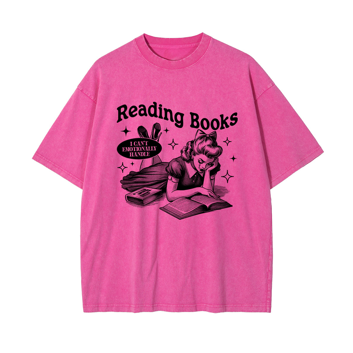 Retro Lady Reading Graphic Tee-INNBLAC Fashion Apparel